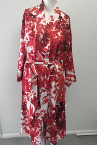 NATORI Private Luxuries Long Red/White Belted Kimono Style Robe Size Large NWT - Picture 1 of 8