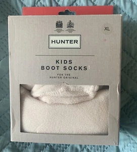 NWT Hunter Kids Fold Over Original Boot Sock Cream Size XL - Picture 1 of 6