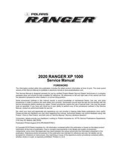 Manual de servicio Polaris Ranger XP 1000 | 2020 | CD O USB - Imagen 1 de 16