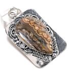 Natural Crazy Lace Agate Handmade 925 Sterling Silver Jewelry Pendant 2.68" z897