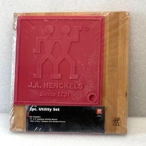 J.A. Henckels Rot Silikon Topflappen Untersetzer mit Bambus Allzweckbrett Set - Bild 1 von 7