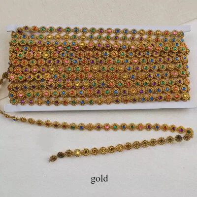 9m Retro Crystal Rhinestone Chain Trim Accessory Edge Shiny Sewing DIY Material - Image 1 of 4