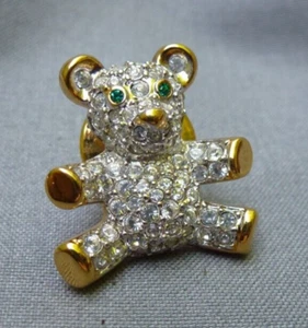 Swarovski Crystal Teddy Bear Lapel Pin - Picture 1 of 6