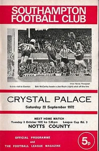 Football Programme>SOUTHAMPTON v CRYSTAL PALACE Sept 1972 - Picture 1 of 1