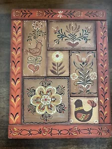 11" Vtg Country Sampler Plaque Hand Painted Folk Art Wood Countrycore Decor - Picture 1 of 8