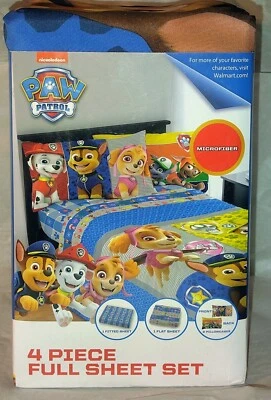 Juego de sábanas Paw Patrol de 4 piezas de microfibra tamaño completo Spin Master Nickelodeon - NUEVO Foto 1 de 4