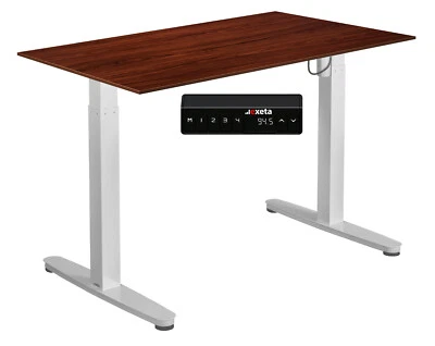 Elektrisch höhenverstellbar EXETA Tisch Schreibtisch weiß + Tischplatte Nussbaum - Bild 1 von 4
