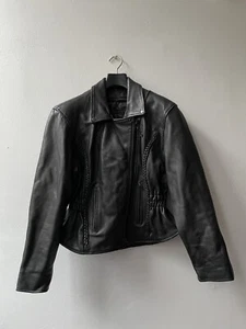 Momma Leather Jacket Classic Biker Style Open Road Heavy Black Leather Medium - Picture 1 of 10