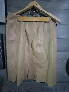 Etcetera Light Brown Beige Genuine Leather Skirt-Women SZ 8 - Picture 1 of 4