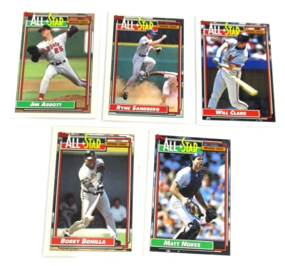 All Star Baseball Cards x5 Players Topps American League 1992 The Topps Company - Image 1 of 4