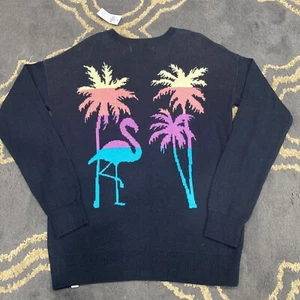 Abercrombie Kids Black Multicolor Crewneck Sweater Chill Vibes Sz 15/16 - Picture 1 of 8