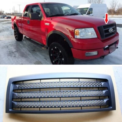 Matte Black For Ford F-150 Pickup Trunk 2004-2008 Front Grille Honeycomb Look - Image 1 of 4