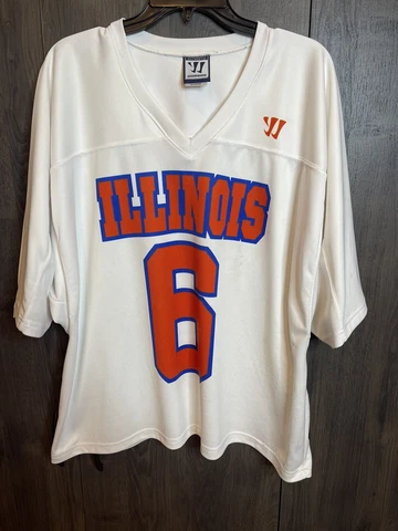 ILLINOIS FIGHTING ILLINI 6 Rare White Football Jersey Adult X-Large Warrior Cover
