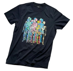 PAUL SMITH ORGANIC COTTON SKELETONS PRINT SLIM FIT T-SHIRT / TOP BNWT Sz-L RARE - Picture 1 of 16
