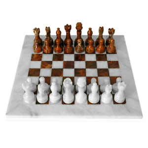 Scacchiera con Scacchi Marmo Bianco e Rosso Marble Chessboard 30x30