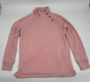 JCrew Size S Wide Button-collar Tunic Sweatshirt Pullover Pink Sweater - Picture 1 of 11