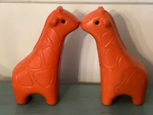 Vintage Little Tikes Plastic Orange Giraffe Pair Replacement Noah's Ark Toy NICE - Picture 1 of 1