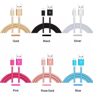 3m Braided Micro USB Fast Charger Cable Data Lead for Samsung Sony Android Phone - Picture 1 of 10