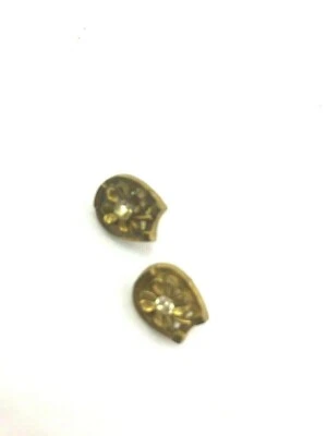 Antique Vintage gold metal flower studded buttons rhinestone sew craft scrapbook - Image 1 of 3