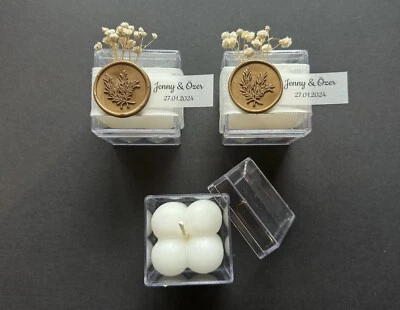 Gastgeschenke 15x Bubble Kerze mit Box für Hochzeit, Verlobung (personalisiert) - Bild 1 von 3