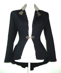RARE Vtg 1970s ADDICTION Made In USA Women's Black Blazer Size-S - Picture 1 of 15