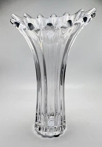 Cofrac Verrier Crystal Splash Vase Clear Art Glass Signed Large France 14.5in - Picture 1 of 10