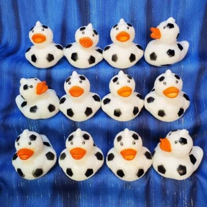 12 Textured Soccer Rubber Ducks Futbol Football Birthday Party NEW - Picture 1 of 5