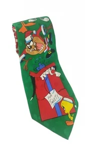 Addiction Looney Tunes Mania Krawatte 100 % Seide Bugs Tweety Daffy Taz 1993 Weihnachten - Bild 1 von 4