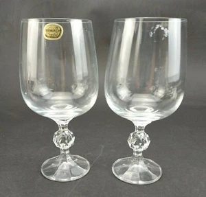 Bohemia Crystal Crystalex Plain Bowl 5.75" Glass Wine Goblet Ball Stem Lot of 2 - Picture 1 of 11