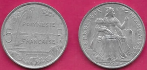 FRENCH POLYNESIA 5 FRANCS 1992 XF WITH I.E.O.M,MINTAGE 480,000,LIBERTY SEATED ON - Picture 1 of 1