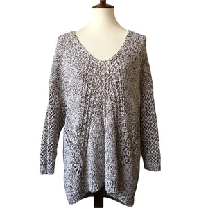 J. Jill XL Sweater Marled Knit Cozy Cotton Blend Neutral Open Knit - Picture 1 of 9