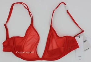 Nuevo con etiquetas Sujetador Calvin Klein QF6727 Sheer Marquisette" Copa Suave Triángulo, Naranja - Imagen 1 de 7