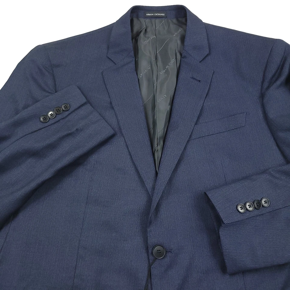 $475 Armani Exchange Modern Fit Blue AX Wool Suit Jacket Blazer Mens Size 44L - Image 1 of 4