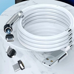 3A Magnetic Cable Micro USB Type C Fast Charging For iPhone Samsung Chargers - Photo 1 sur 12