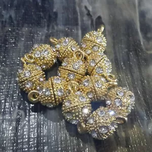 Cierre magnético ovalado de latón con estrás dorado, 14x8,5 mm, 5 juegos, venta gratuita de OZ - Imagen 1 de 3