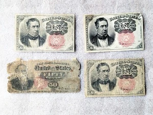Lot of four 10 & 50 Cent US Fractional Currency Bank Notes Circulated - Picture 1 of 2