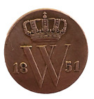 Netherlands, Willem III, ½ Cent, 1851, VF