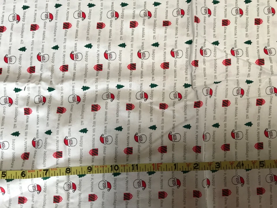 1   1/2 Yards CHRISTMAS FABRIC “Dear Santa I Want”  - Image 1 of 1