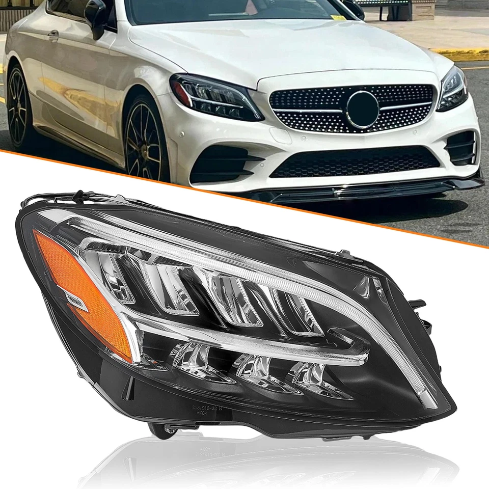 Faro derecho del pasajero para Mercedes Benz C300 C43 C63 AMG 2019-2021 LED Foto 1 de 4