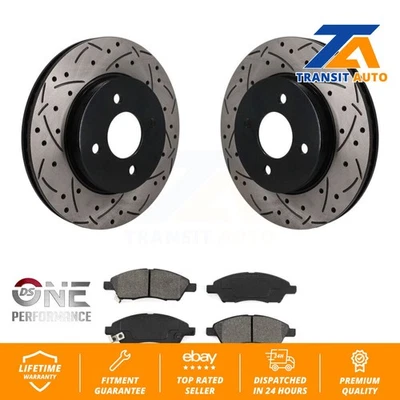 Front Drilled Slot Brake Rotor Semi-Metallic Pad Kit For Nissan Micra Versa Note - Image 1 of 4