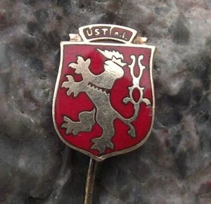 Antik Usti nad Labem Löwenhelm Wappen Wappen Wappen Pin Abzeichen - Bild 1 von 3