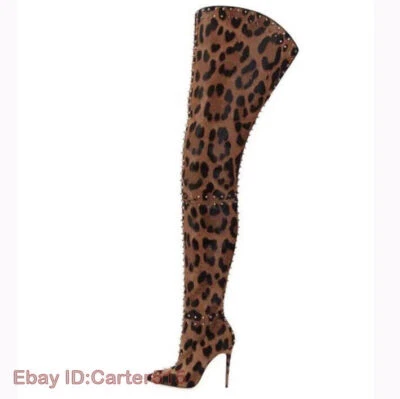 Women Thigh High Boots Stiletto High Heels Boots Pointed Toe Gorgeous Shoes Size - Image 1 of 4