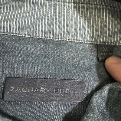 Camisa Zachary Prell Abotonada Manga Corta Azul Claro 100% Algodón Preppy Para Hombres XL Foto 1 de 4
