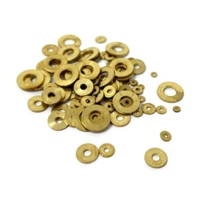 Brass Clock Washers Flat Round Assorted Small Medium Sizes x100 Watch Repairs - Picture 1 of 2