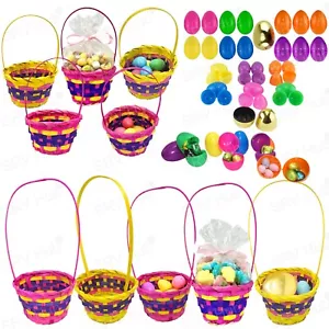 Cesta de mimbre de caza de huevos de Pascua, cubo de golosinas de regalo para niños, cápsulas huevos de relleno - Imagen 1 de 94