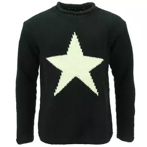 Grobstrickpullover Wolle Stern Pullover 100% Pulli warm Erwachsene Nepal locker rein - Bild 1 von 9