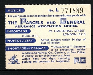 GB PAQUETE PRIVADO ETIQUETA POSTAL *Paquetes y General* Recibo de Seguro/Formulario SS4244 - Imagen 1 de 4