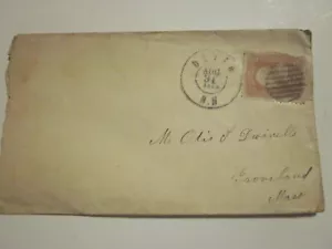 US 1860'S COVER DERRY ? NEW HAMPSHIRE FANCY CANCEL STAMP #65 - Picture 1 of 3