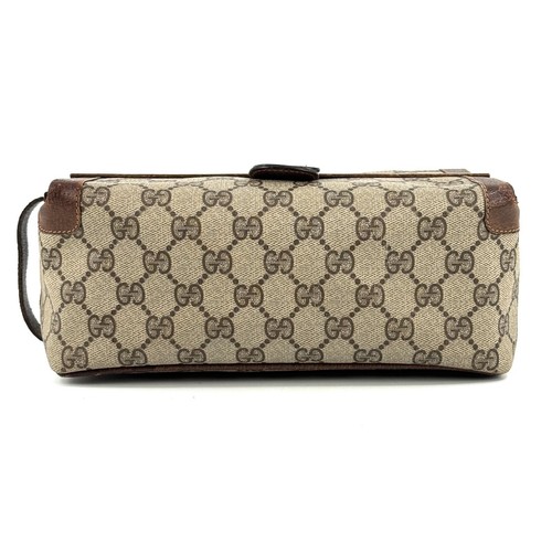 *RARO*Vintage GUCCI Pochette Borsetta GG PVC Pelle Marrone Autentica dal Giappone