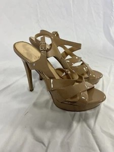 Jessica Simpson Heels Platform Sandals Nude Beige Tan Strappy Size 9.5 - Picture 1 of 7